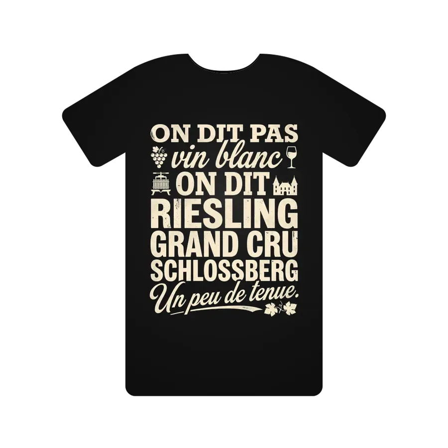 On dit pas "vin blanc", on dit "Riesling Grand Cru Schlossberg". Un peu de tenue.