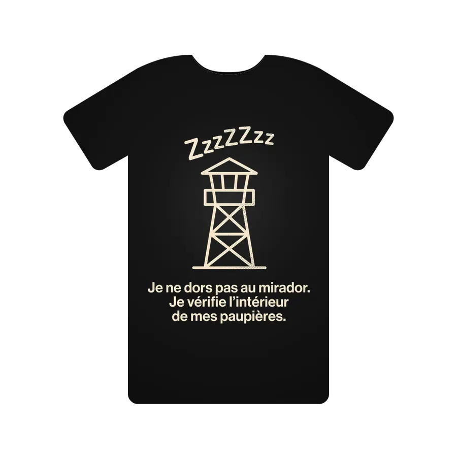 Je ne dors pas au mirador. Je vérifie l'intérieur de mes paupières.