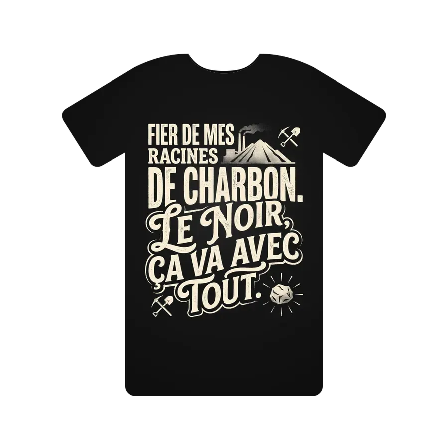Fier de mes racines de charbon. Le noir, ça va avec tout.