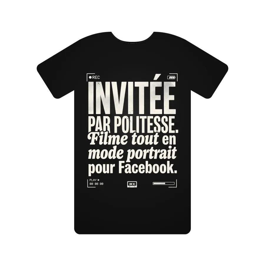 Invitée par politesse. Filme tout en mode portrait pour Facebook.