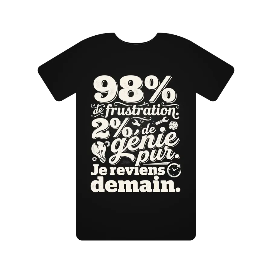 98% de frustration. 2% de génie pur. Je reviens demain.