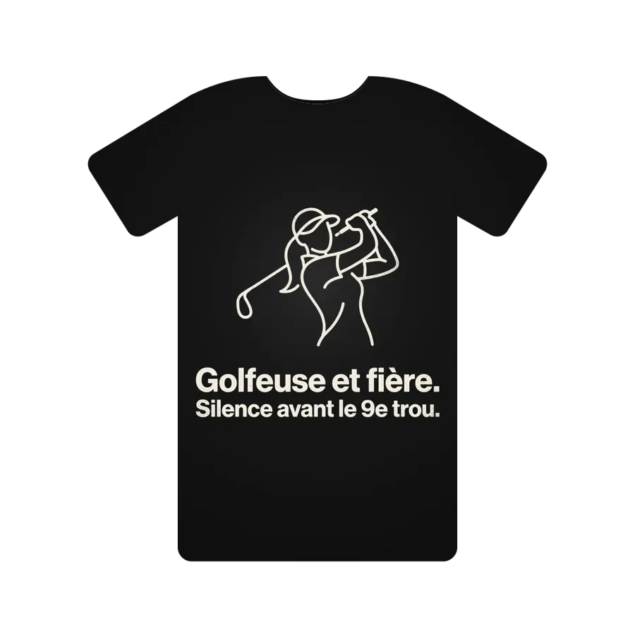 Golfeuse et fière. Silence avant le 9e trou.