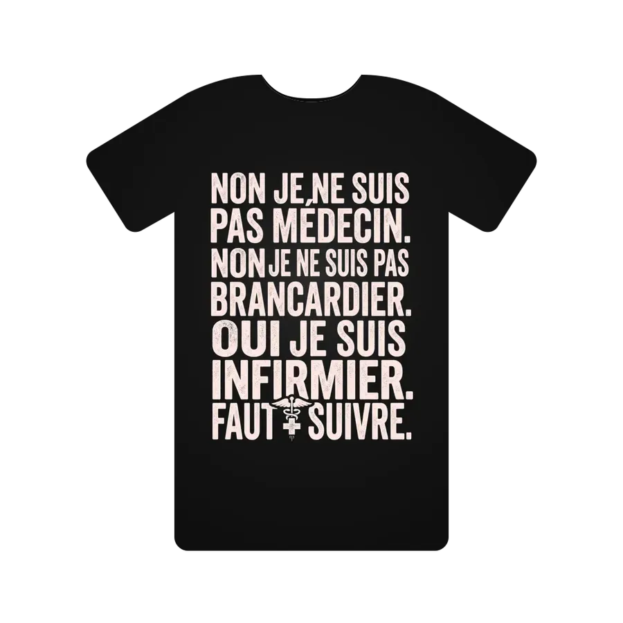 Non je ne suis pas médecin. Non je ne suis pas brancardier. Oui je suis infirmier. Faut suivre.