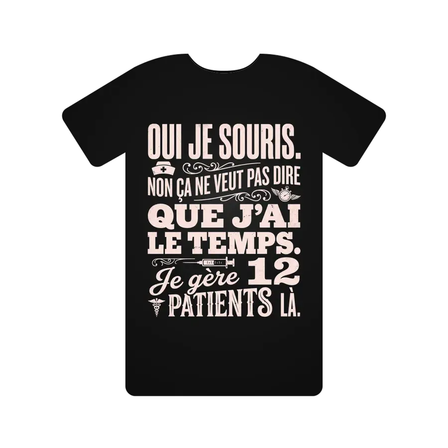 Oui je souris. Non ça ne veut pas dire que j'ai le temps. Je gère 12 patients là.